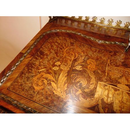 victorian burr yew, kingwood & marquetry bureau de dame ca. 1870 Jh.