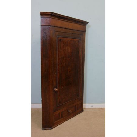 antique georgian oak & mahogany  corner cupboard ca. 1800 Jh.