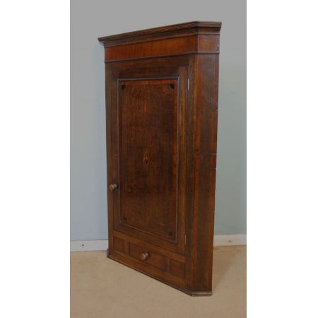 antique georgian oak & mahogany  corner cupboard ca. 1800 Jh.