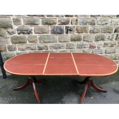 antique mahogany twin pillar extending dining table Antiker Mahagoni Twin Pillar Table, Mahagoni, ca. 1910