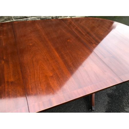 antique mahogany twin pillar extending dining table Antiker Mahagoni Twin Pillar Table, Mahagoni, ca. 1910