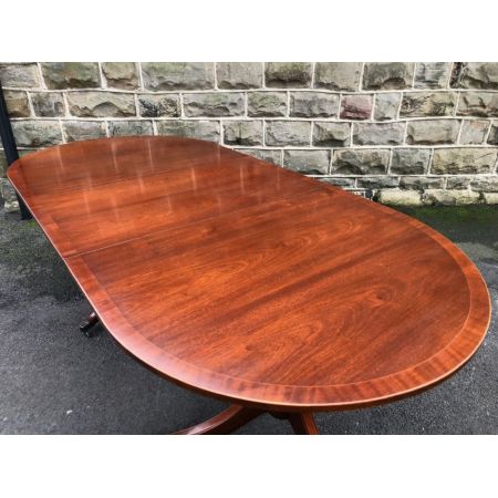 antique mahogany twin pillar extending dining table Antiker Mahagoni Twin Pillar Table, Mahagoni, ca. 1910