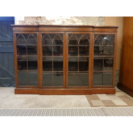 Antikes edwardianisches Breakfront Bücherregal aus Mahagoniholz