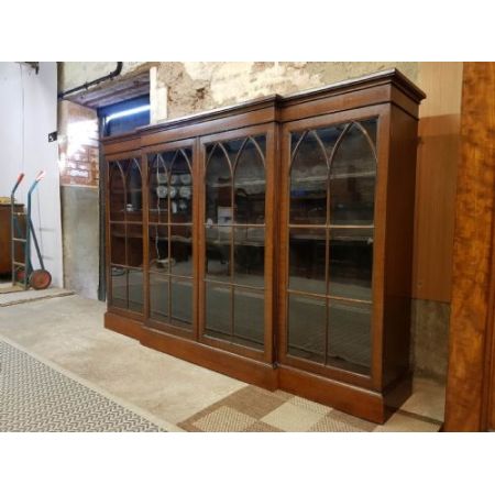 Antikes edwardianisches Breakfront Bücherregal aus Mahagoniholz