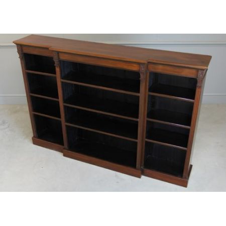 Viktorianisches Breakfront Open Bookcase aus Mahagoni, frühes 19. Jahrhundert