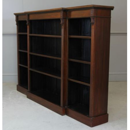 Viktorianisches Breakfront Open Bookcase aus Mahagoni, frühes 19. Jahrhundert