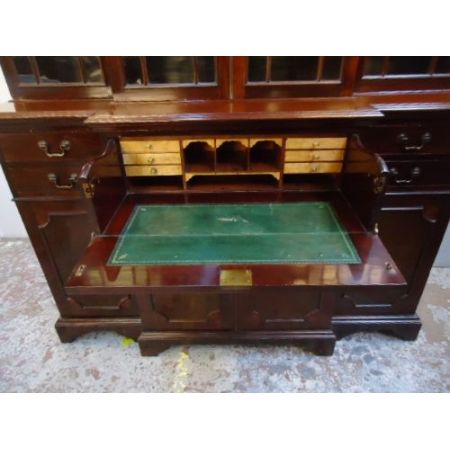 Bücherschrank mit Sekretär aus Mahagoni mit Breakfront