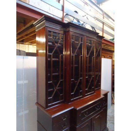 Bücherschrank mit Sekretär aus Mahagoni mit Breakfront