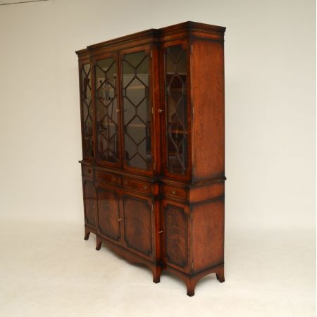 Antikes Mahagoni Breakfront Bookcase, Regency Style, ca. 1920