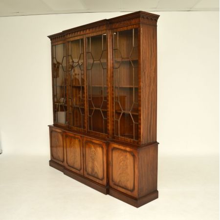 Mahagoni Breakfront Bookcase im georgianischen Stil, Regency Verglasung