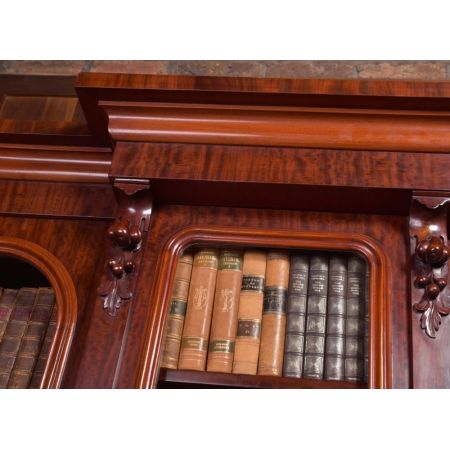 Original viktorianisches Mahagoni Breakfront Bookcase, ca. 1860