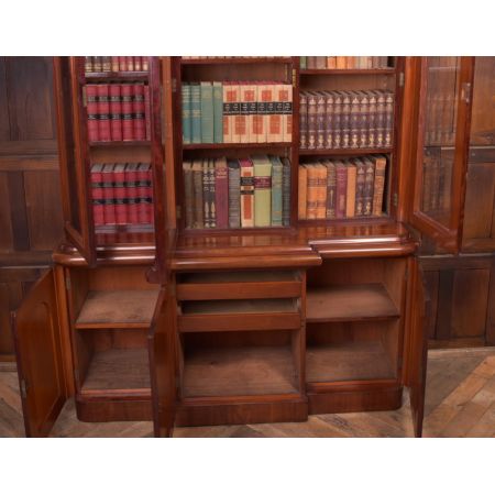 Original viktorianisches Mahagoni Breakfront Bookcase, ca. 1860
