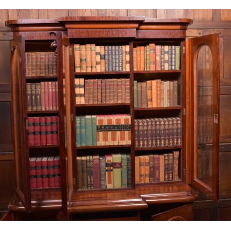 Original viktorianisches Mahagoni Breakfront Bookcase, ca. 1860