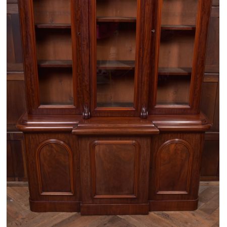 Original viktorianisches Mahagoni Breakfront Bookcase, ca. 1860