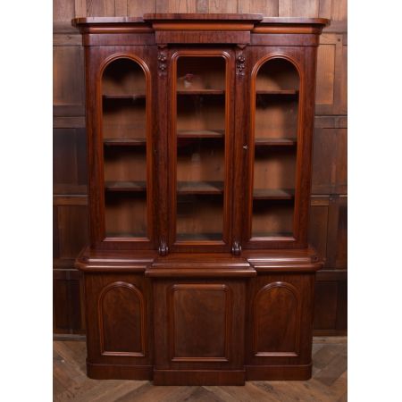 Original viktorianisches Mahagoni Breakfront Bookcase, ca. 1860
