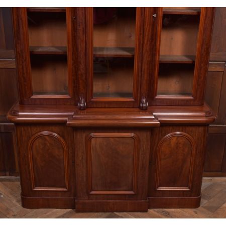 Original viktorianisches Mahagoni Breakfront Bookcase, ca. 1860