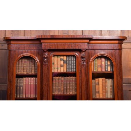 Original viktorianisches Mahagoni Breakfront Bookcase, ca. 1860