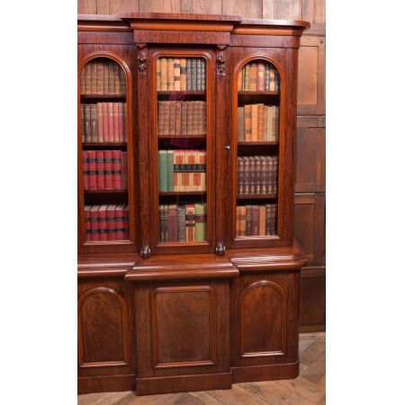 Original viktorianisches Mahagoni Breakfront Bookcase, ca. 1860