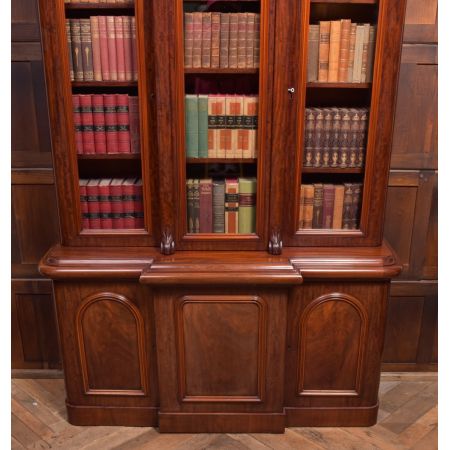 Original viktorianisches Mahagoni Breakfront Bookcase, ca. 1860