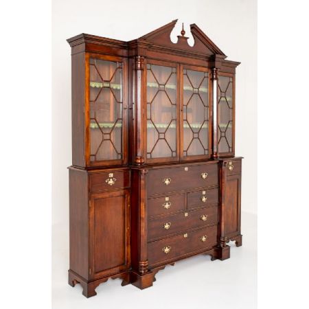 Original antikes Breakfront Bookcase im Georgian Style, ca. 1880