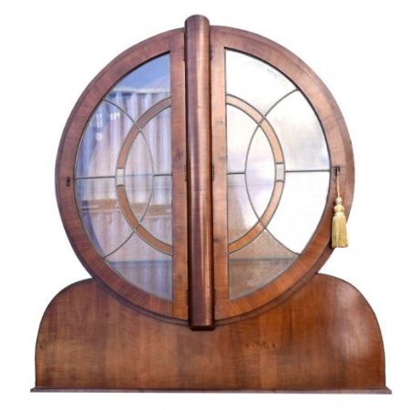 Verglaste Vitrine mit runden Türen im Art Deco Stil