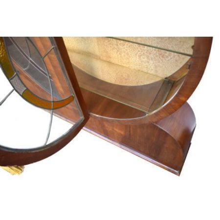Verglaste Vitrine mit runden Türen im Art Deco Stil