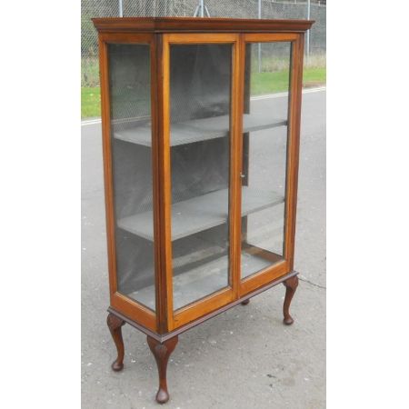 Spätedwardianische Porzellanvitrine aus Mahagoniholz