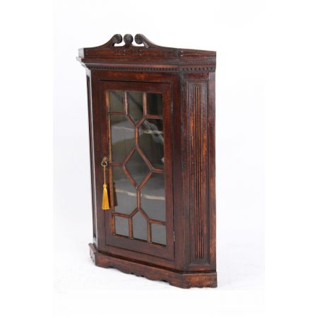 Antiker Hänge-Eckvitrine