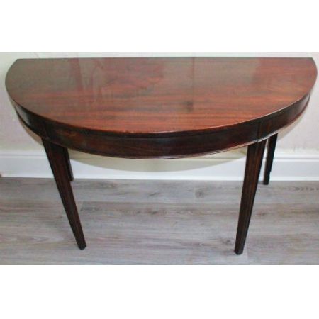 Antiker Demi Lune Beistelltisch aus Mahagoni, englisch