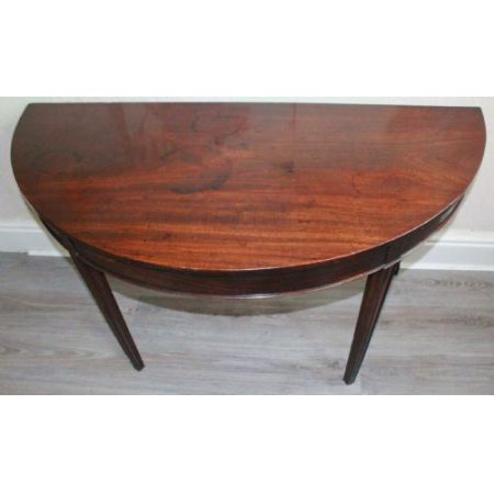 Antiker Demi Lune Beistelltisch aus Mahagoni, englisch
