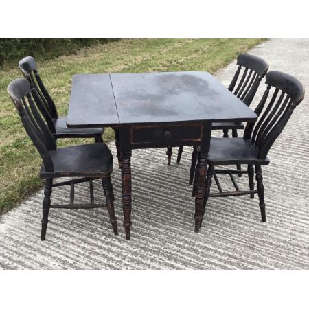 Seltenes antikes Landhaus Esszimmer-Set, Esstisch und Stühle, ca. 1860