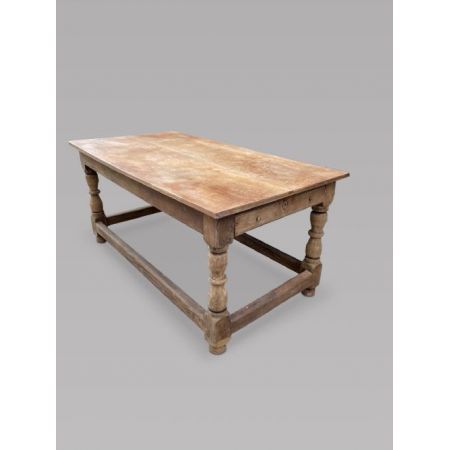 Antiker Esstisch aus gebleichter Eiche, ca. 19. Jahrhundert