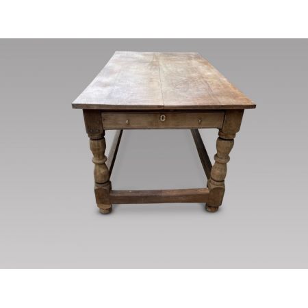 Antiker Esstisch aus gebleichter Eiche, ca. 19. Jahrhundert