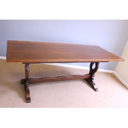 Seltener antiker Landhaus Eichen Esstisch, ca. 1920