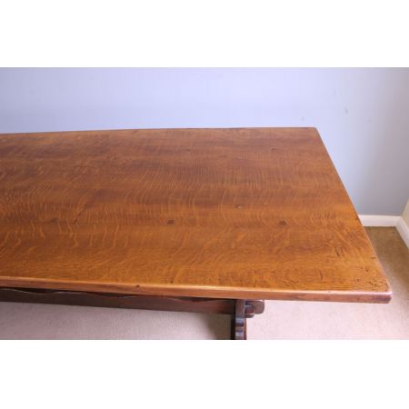 Seltener antiker Landhaus Eichen Esstisch, ca. 1920