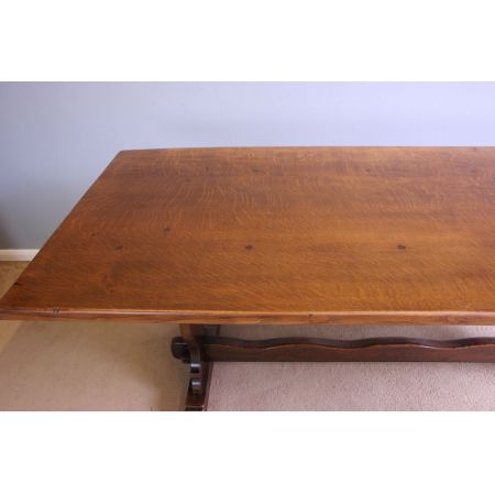 Seltener antiker Landhaus Eichen Esstisch, ca. 1920