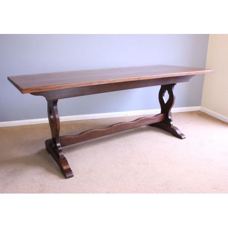 Seltener antiker Landhaus Eichen Esstisch, ca. 1920