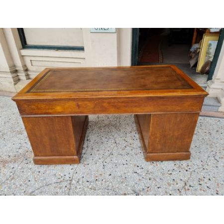 Großer antiker Pedestal Desk aus Eichenholz, ca. 19. Jahrhundert
