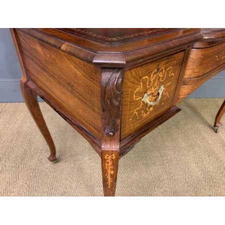 Viktorianischer Palisander Schreibtisch mit Intarsien