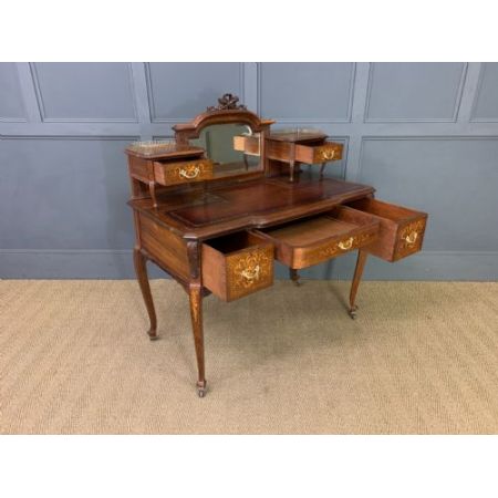 Viktorianischer Palisander Schreibtisch mit Intarsien