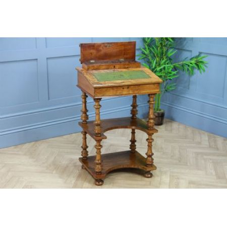 Antiker Davenport Regaltisch mit Intarsien