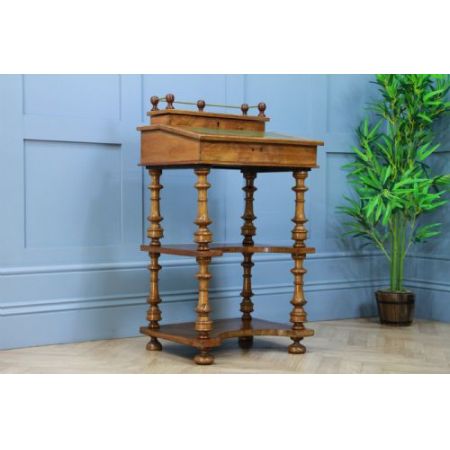Antiker Davenport Regaltisch mit Intarsien