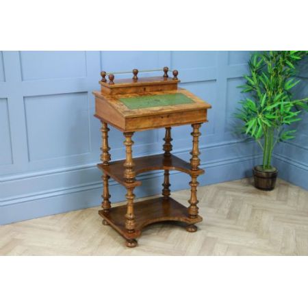Antiker Davenport Regaltisch mit Intarsien