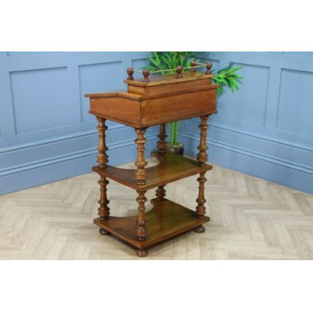 Antiker Davenport Regaltisch mit Intarsien