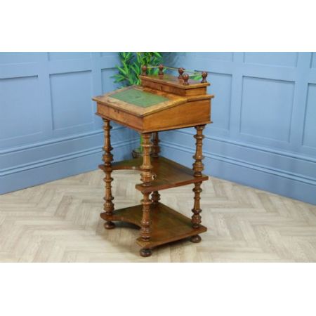 Antiker Davenport Regaltisch mit Intarsien