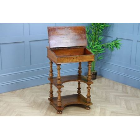 Antiker Davenport Regaltisch mit Intarsien