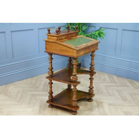 Antiker Davenport Regaltisch mit Intarsien