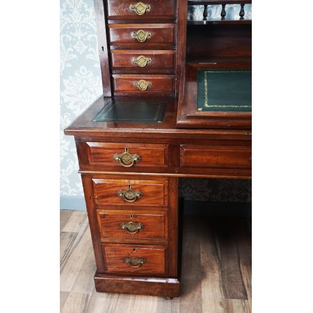 Viktorianischer Mahagoni Pedestal Dickens Desk