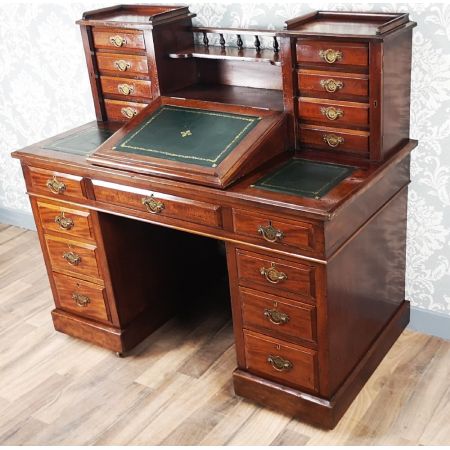 Viktorianischer Mahagoni Pedestal Dickens Desk