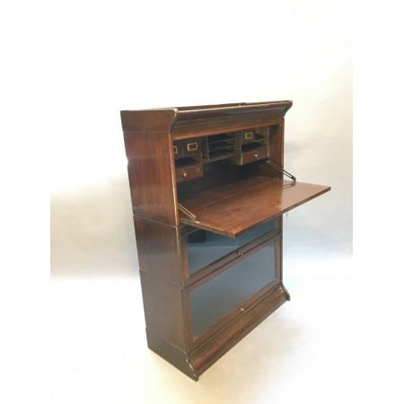 Antikes englisches Bookcase / Sekretär aus Nussbaum im Globe Wernicke Stil